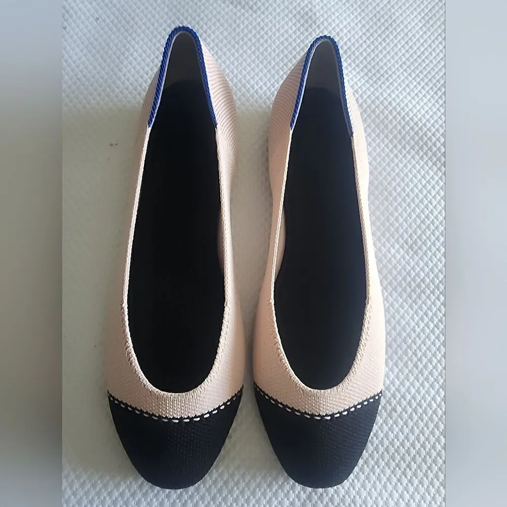 Rothy's Black and soft pink Flats with Elegant Two-Tone Design